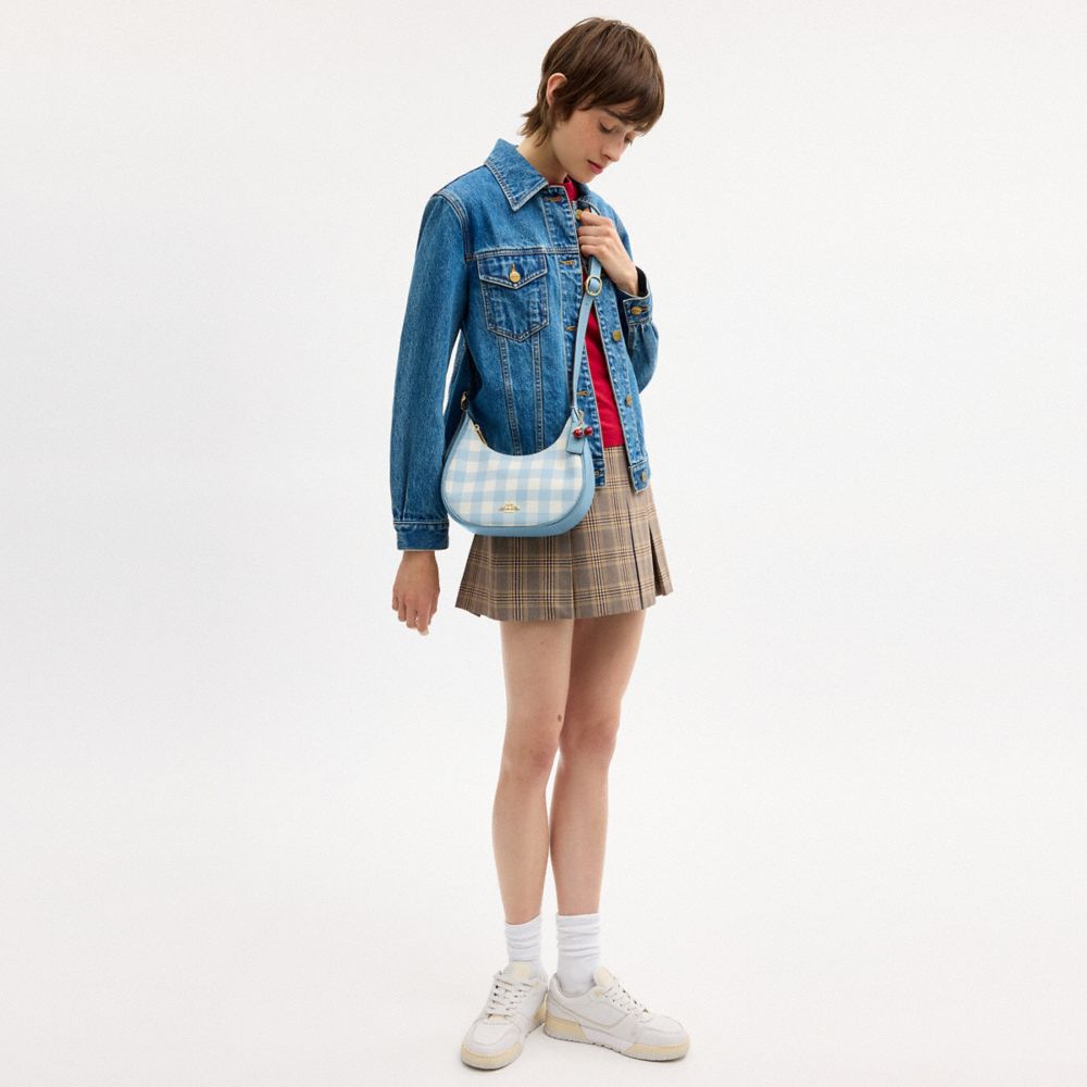 EMILY SHOULDER BAG WITH GINGHAM PRINT AND CHARM