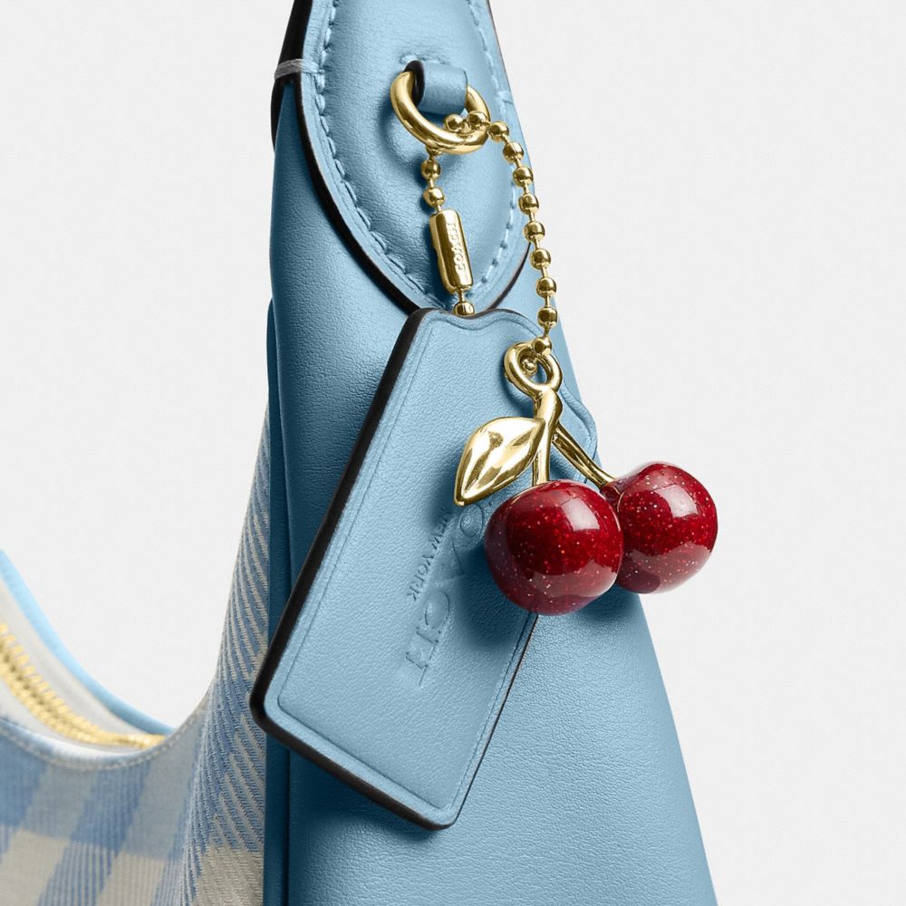 EMILY SHOULDER BAG WITH GINGHAM PRINT AND CHARM