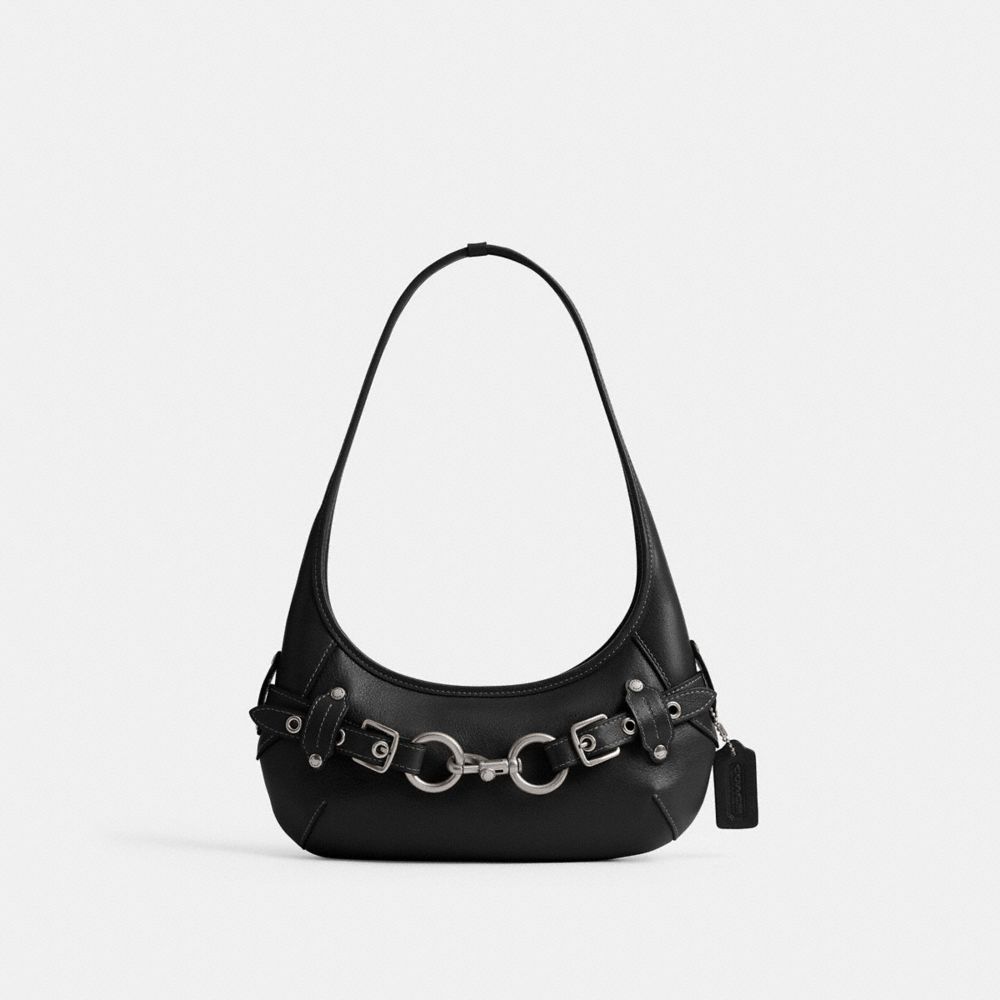 COACH®,Belted Ergo Shoulder Bag 26,Leather,Cotton,Shoulder Bag,Adjustable,Brass,Gold Metal,Formal,,Front View