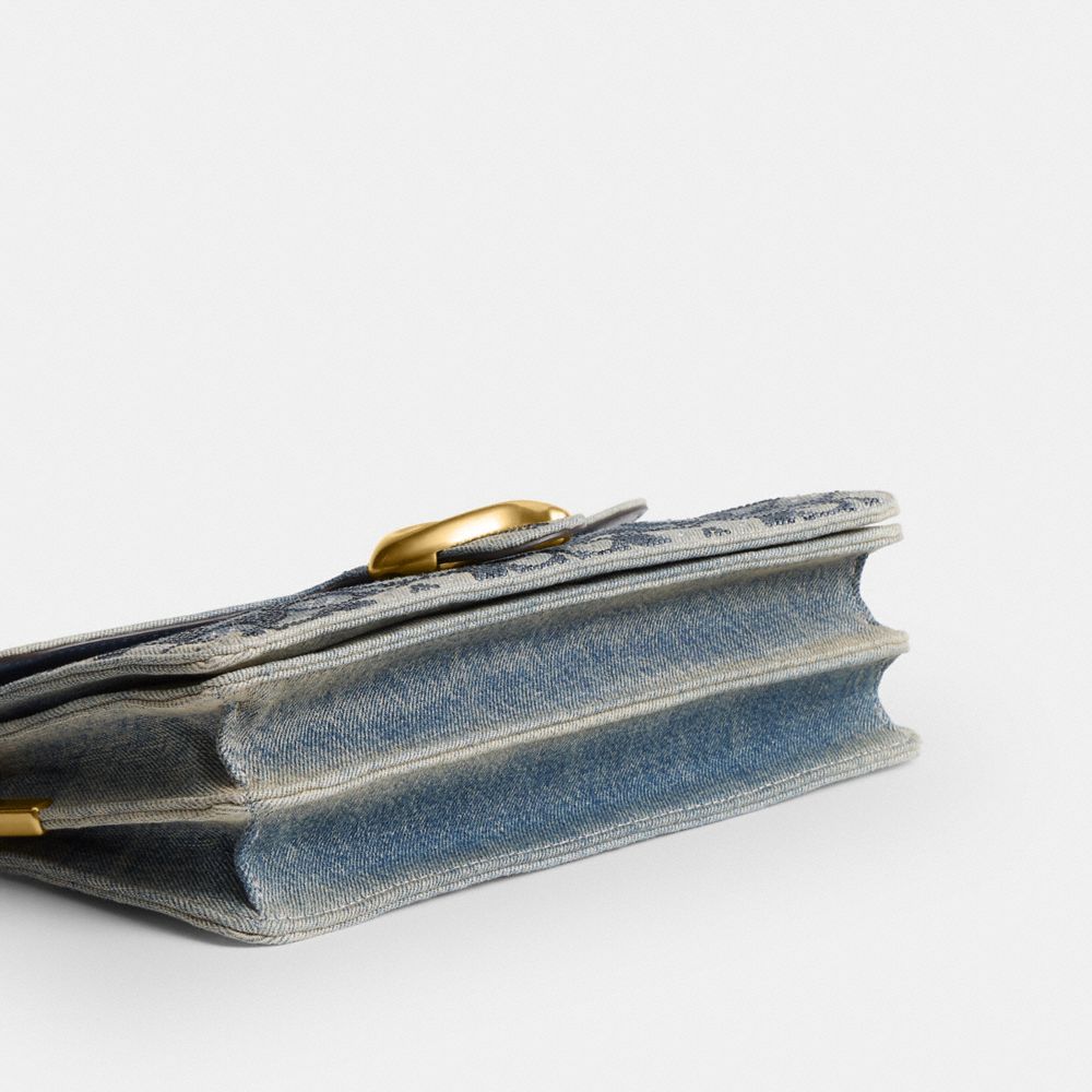 TABBY SHOULDER BAG 26 IN REGENERATIVE COTTON DENIM WITH CRYSTAL SIGNATURE