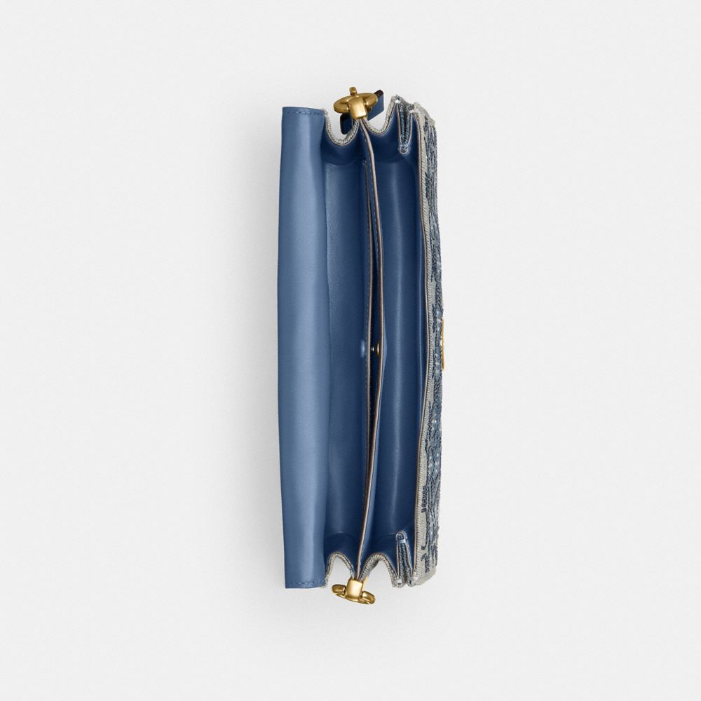TABBY SHOULDER BAG 26 IN REGENERATIVE COTTON DENIM WITH CRYSTAL SIGNATURE