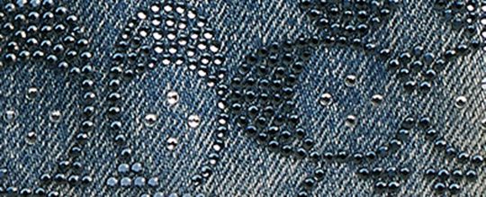 TABBY SHOULDER BAG 26 IN REGENERATIVE COTTON DENIM WITH CRYSTAL SIGNATURE