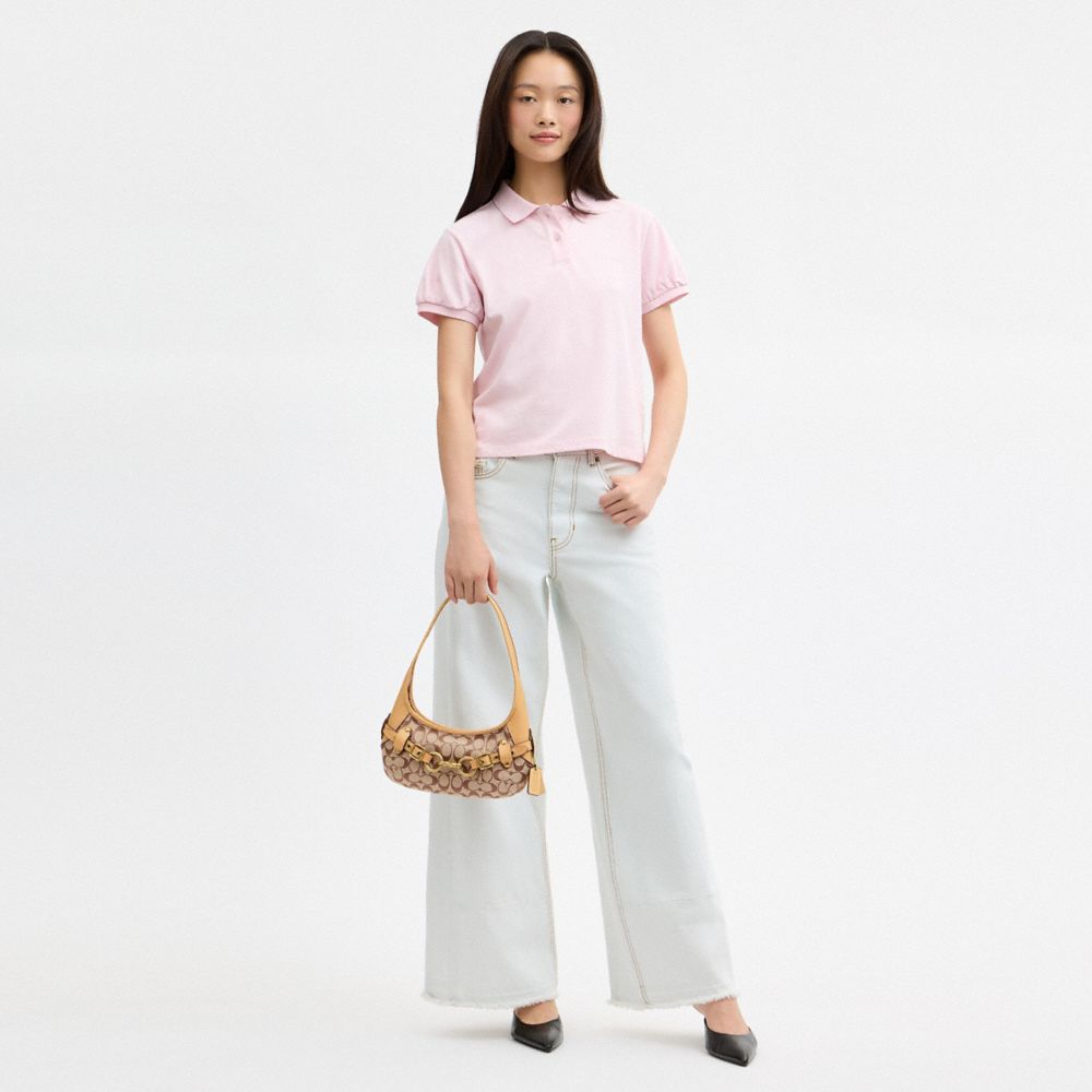BELTED ERGO SHOULDER BAG 26 IN SIGNATURE JACQUARD