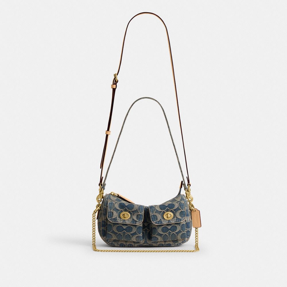 TWIN TURNLOCK WAVERLY BAG IN SIGNATURE REGENERATIVE COTTON DENIM