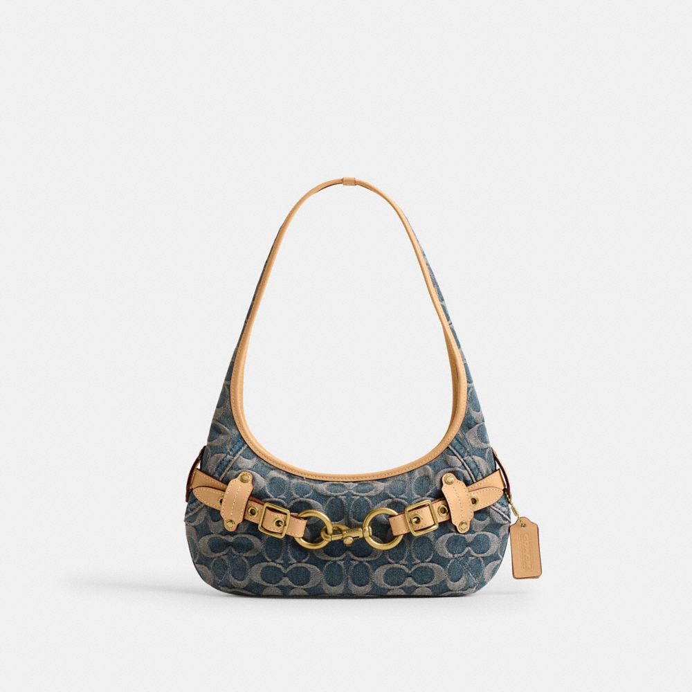 BELTED ERGO SHOULDER BAG 26 IN SIGNATURE REGENERATIVE COTTON DENIM