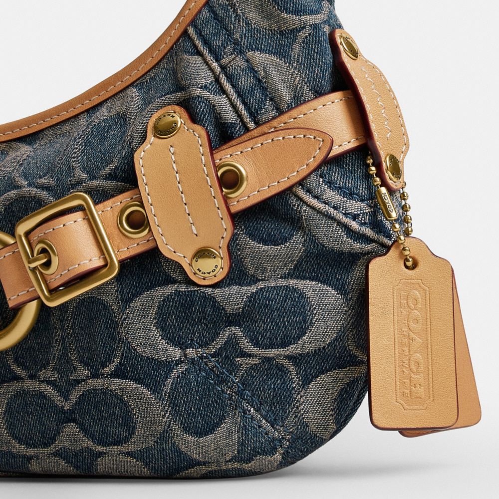 BELTED ERGO SHOULDER BAG 26 IN SIGNATURE REGENERATIVE COTTON DENIM