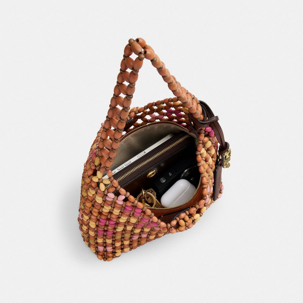 BROOKLYN SHOULDER BAG 28 WITH WOODEN BEADING
