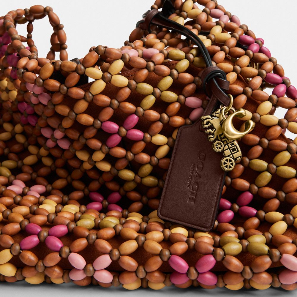 BROOKLYN SHOULDER BAG 28 WITH WOODEN BEADING