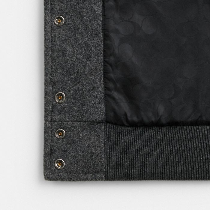 VARSITY 羊毛皮革夾克