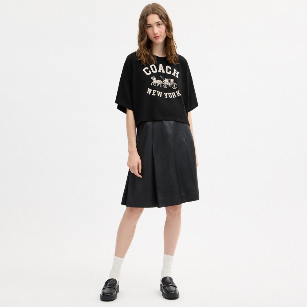 SHORT SLEEVE WIDE CROPPED CREWNECK T-SHIRT IN ORGANIC COTTON