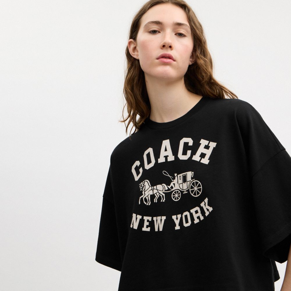 SHORT SLEEVE WIDE CROPPED CREWNECK T-SHIRT IN ORGANIC COTTON