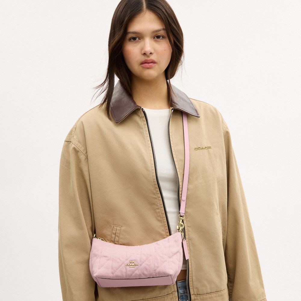 CAITLIN SHOULDER BAG IN REGENERATIVE COTTON WITH QUILTING AND CHARM