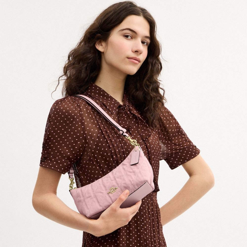 CAITLIN SHOULDER BAG IN REGENERATIVE COTTON WITH QUILTING AND CHARM