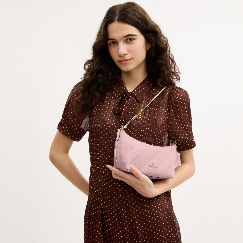 CAITLIN SHOULDER BAG IN REGENERATIVE COTTON WITH QUILTING AND CHARM