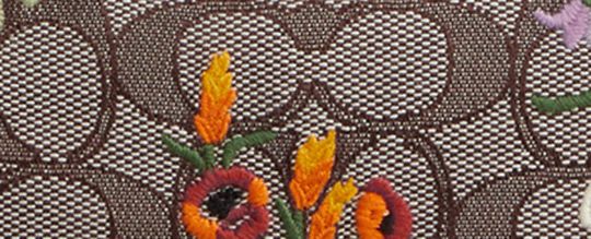 TERI SHOULDER BAG IN SIGNATURE JACQUARD WITH FLORAL EMBROIDERY