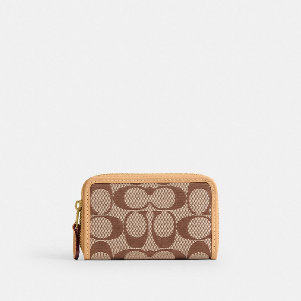 ESSENTIAL SMALL ZIP AROUND CARD CASE IN SIGNATURE JACQUARD