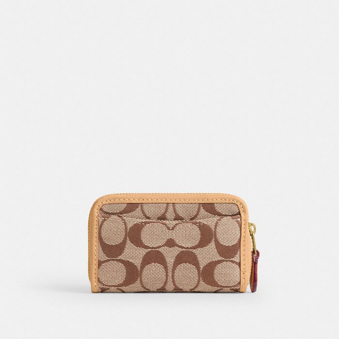 ESSENTIAL SMALL ZIP AROUND CARD CASE IN SIGNATURE JACQUARD
