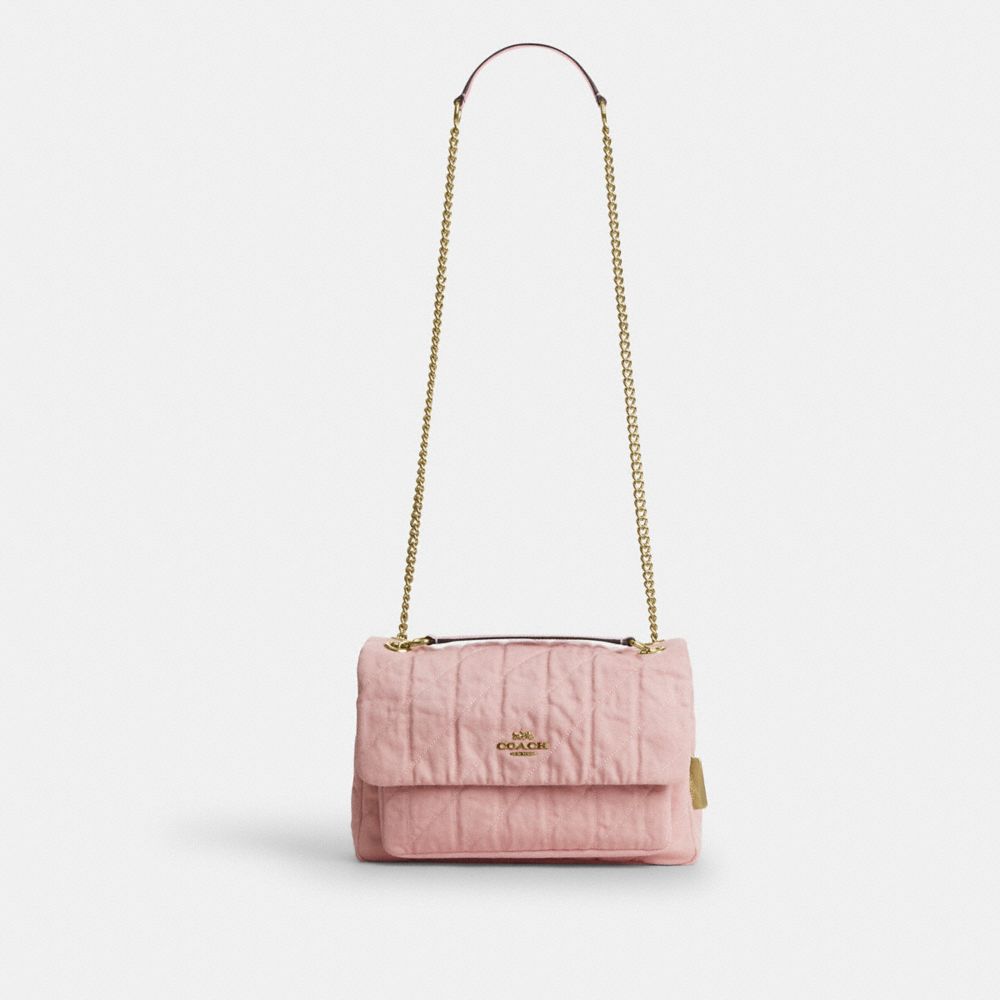 ELODIE CROSSBODY BAG IN LOVED DENIM WITH QUILTING