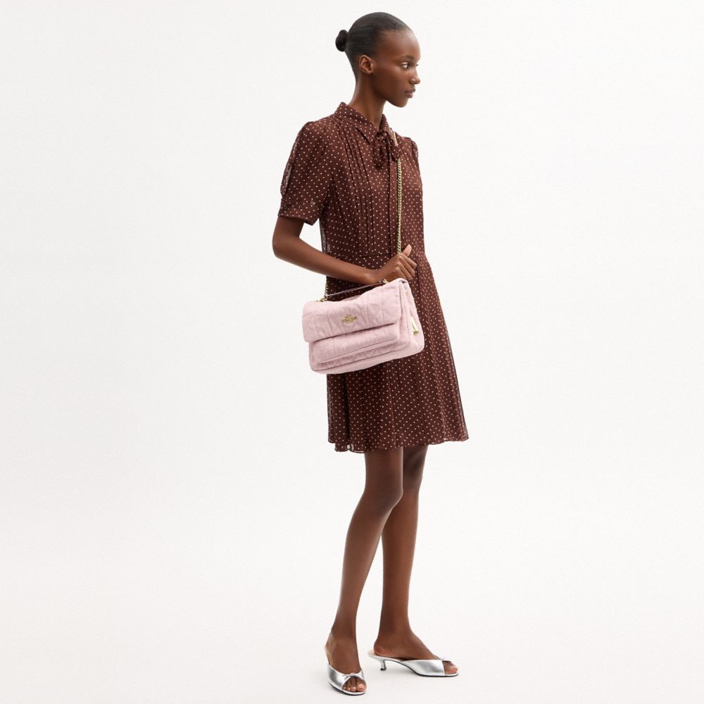 ELODIE CROSSBODY BAG IN LOVED DENIM WITH QUILTING