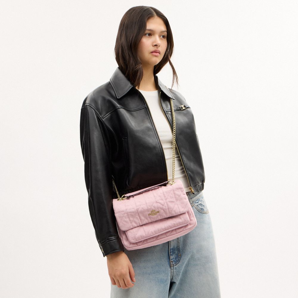 ELODIE CROSSBODY BAG IN LOVED DENIM WITH QUILTING