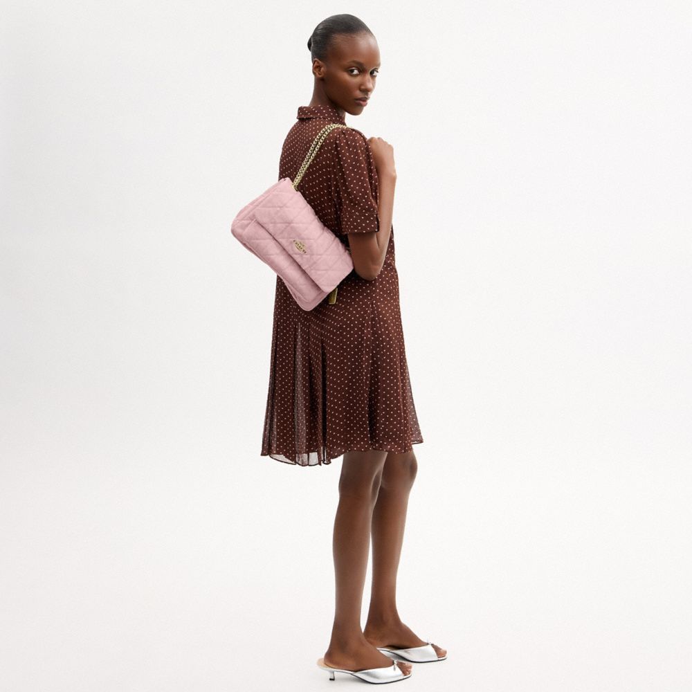 ELODIE CROSSBODY BAG IN LOVED DENIM WITH QUILTING