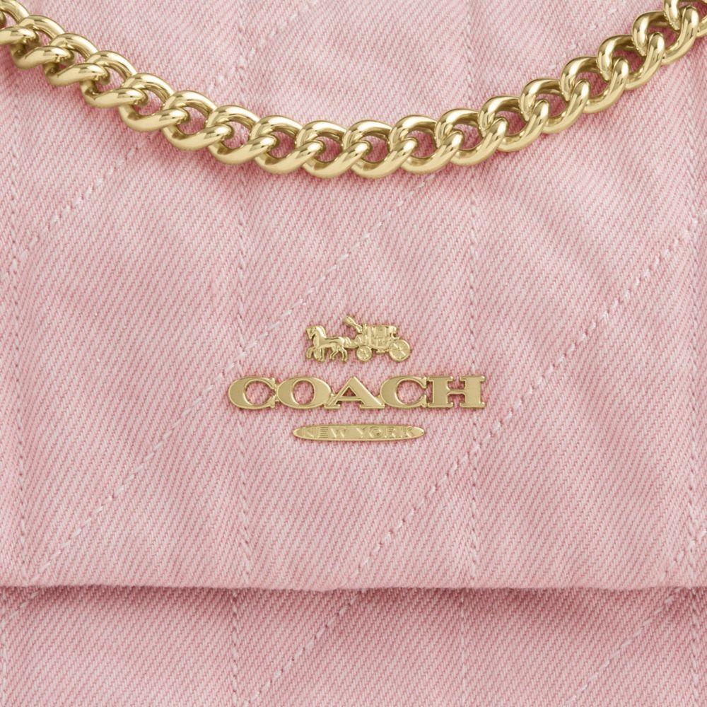 ELODIE CROSSBODY BAG IN LOVED DENIM WITH QUILTING