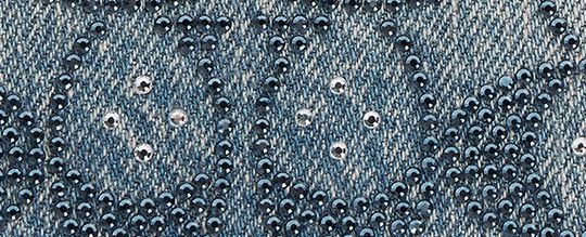ESSENTIAL SMALL ZIP AROUND CARD CASE IN REGENERATIVE COTTON DENIM WITH CRYSTAL SIGNATURE