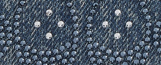 ESSENTIAL SLIM CARD CASE IN REGENERATIVE COTTON DENIM WITH CRYSTAL SIGNATURE