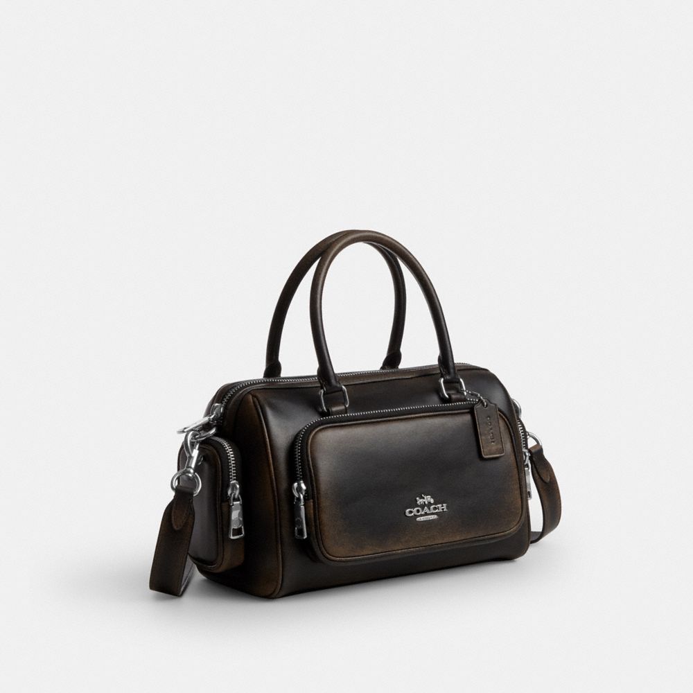 ROWAN SATCHEL BAG WITH POCKETS IN LOVED LEATHER