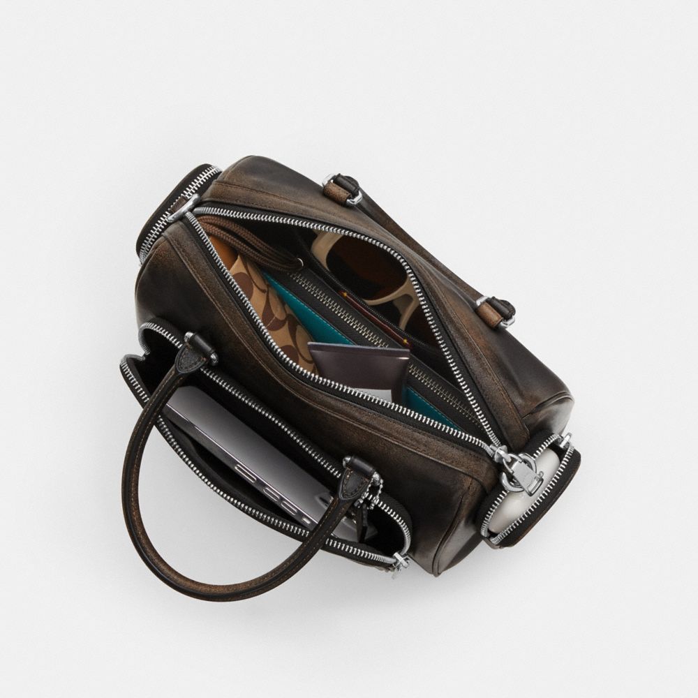ROWAN SATCHEL BAG WITH POCKETS IN LOVED LEATHER