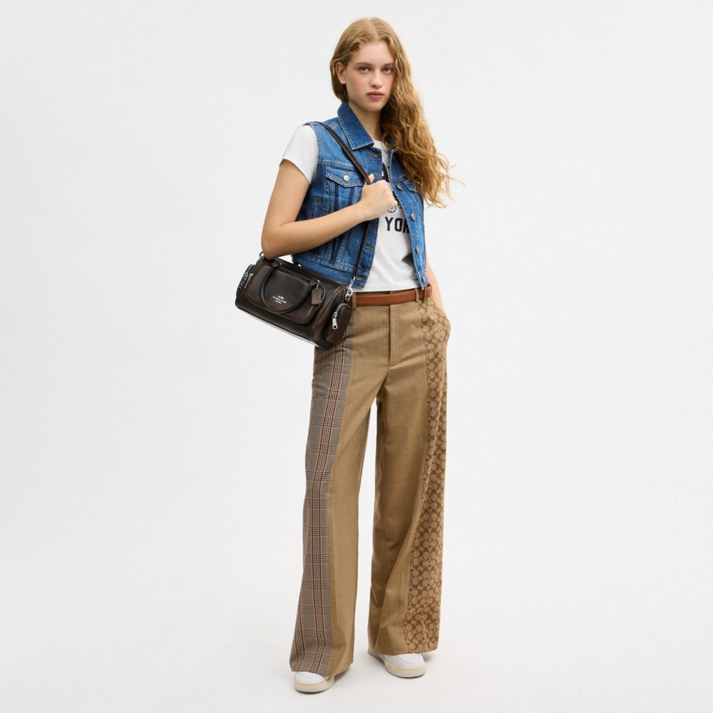 ROWAN SATCHEL BAG WITH POCKETS IN LOVED LEATHER
