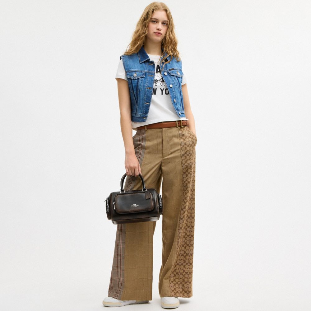 ROWAN SATCHEL BAG WITH POCKETS IN LOVED LEATHER