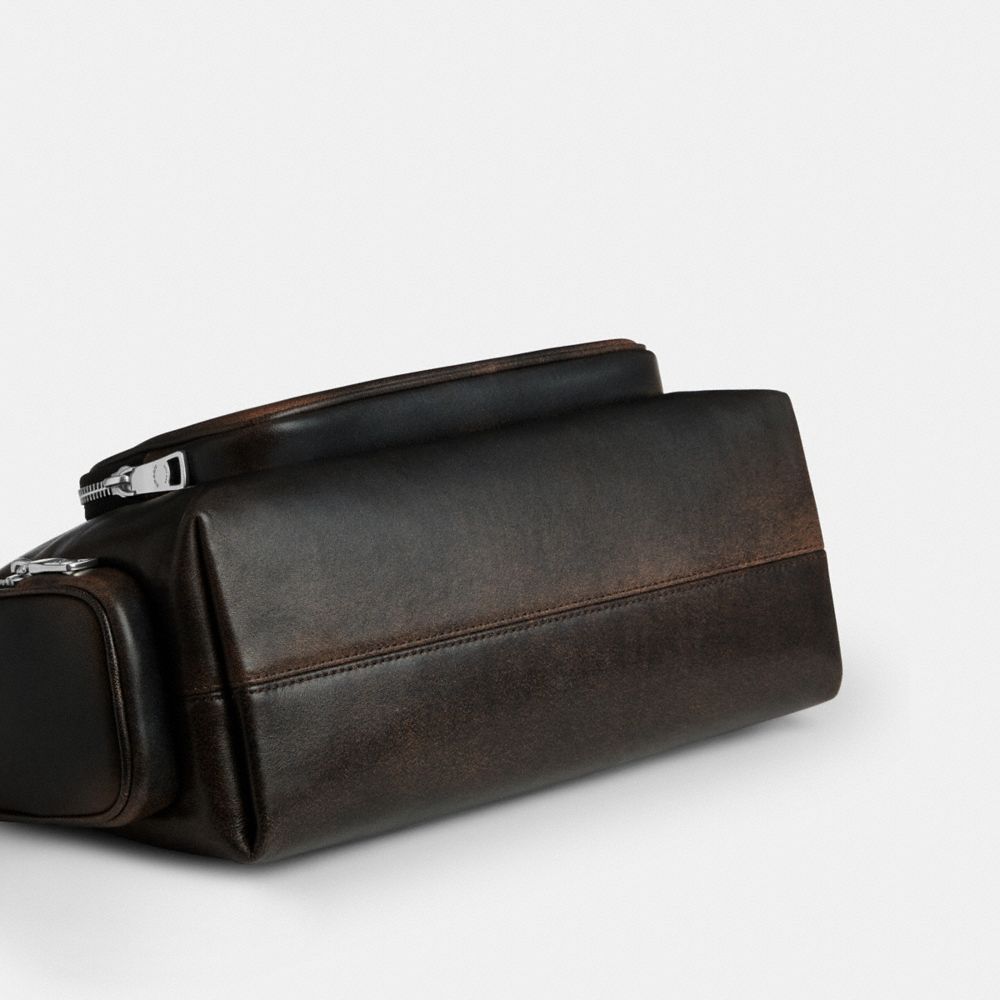 LAUREL SHOULDER BAG WITH POCKETS IN LOVED LEATHER