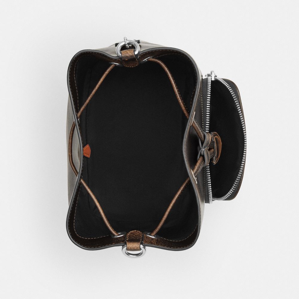 ROWAN BUCKET BAG WITH POCKET IN LOVED LEATHER