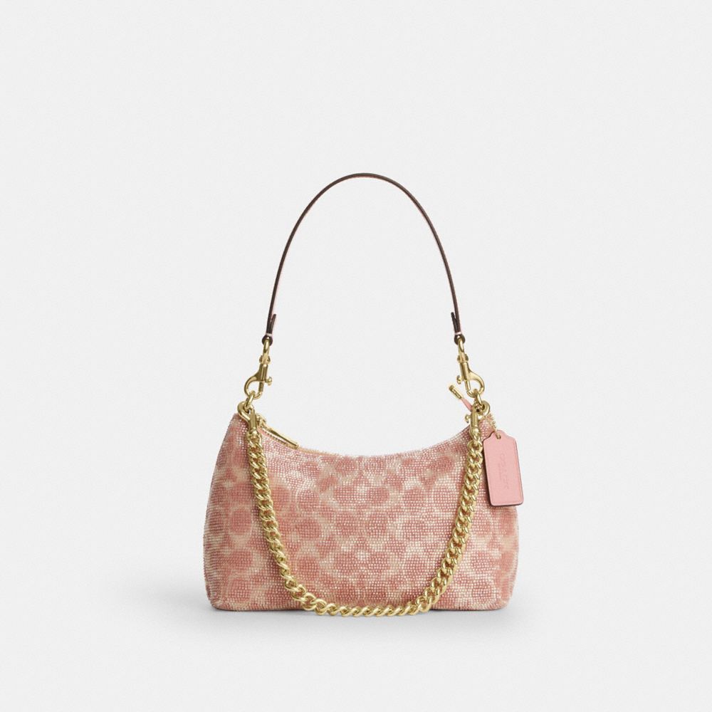 COACH®,TERI SHOULDER BAG IN SIGNATURE BEADED SATIN,,Front View