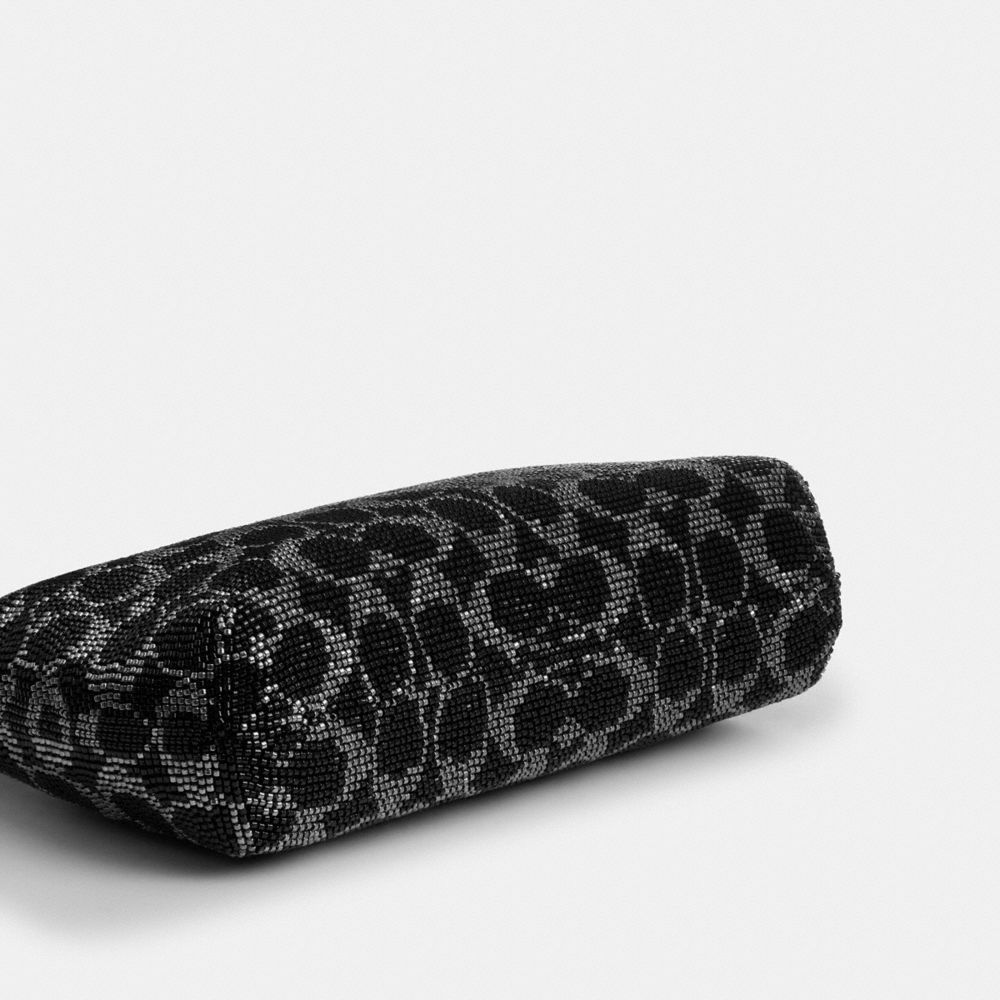 TERI SHOULDER BAG IN SIGNATURE BEADED SATIN
