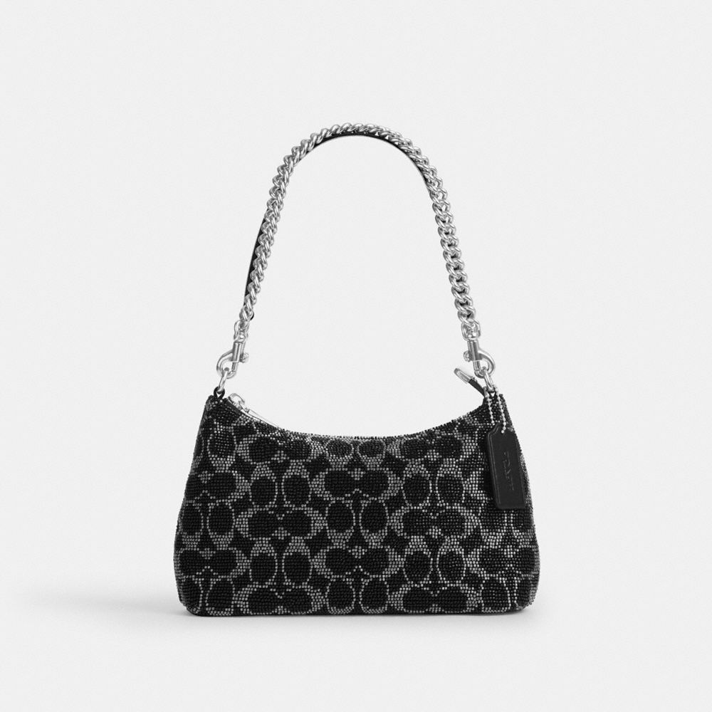 TERI SHOULDER BAG IN SIGNATURE BEADED SATIN