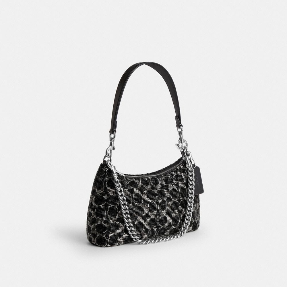 TERI SHOULDER BAG IN SIGNATURE BEADED SATIN