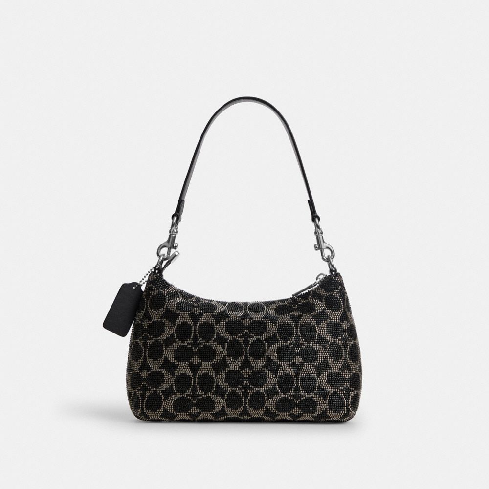 TERI SHOULDER BAG IN SIGNATURE BEADED SATIN