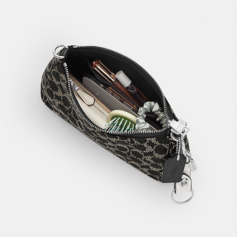 TERI SHOULDER BAG IN SIGNATURE BEADED SATIN