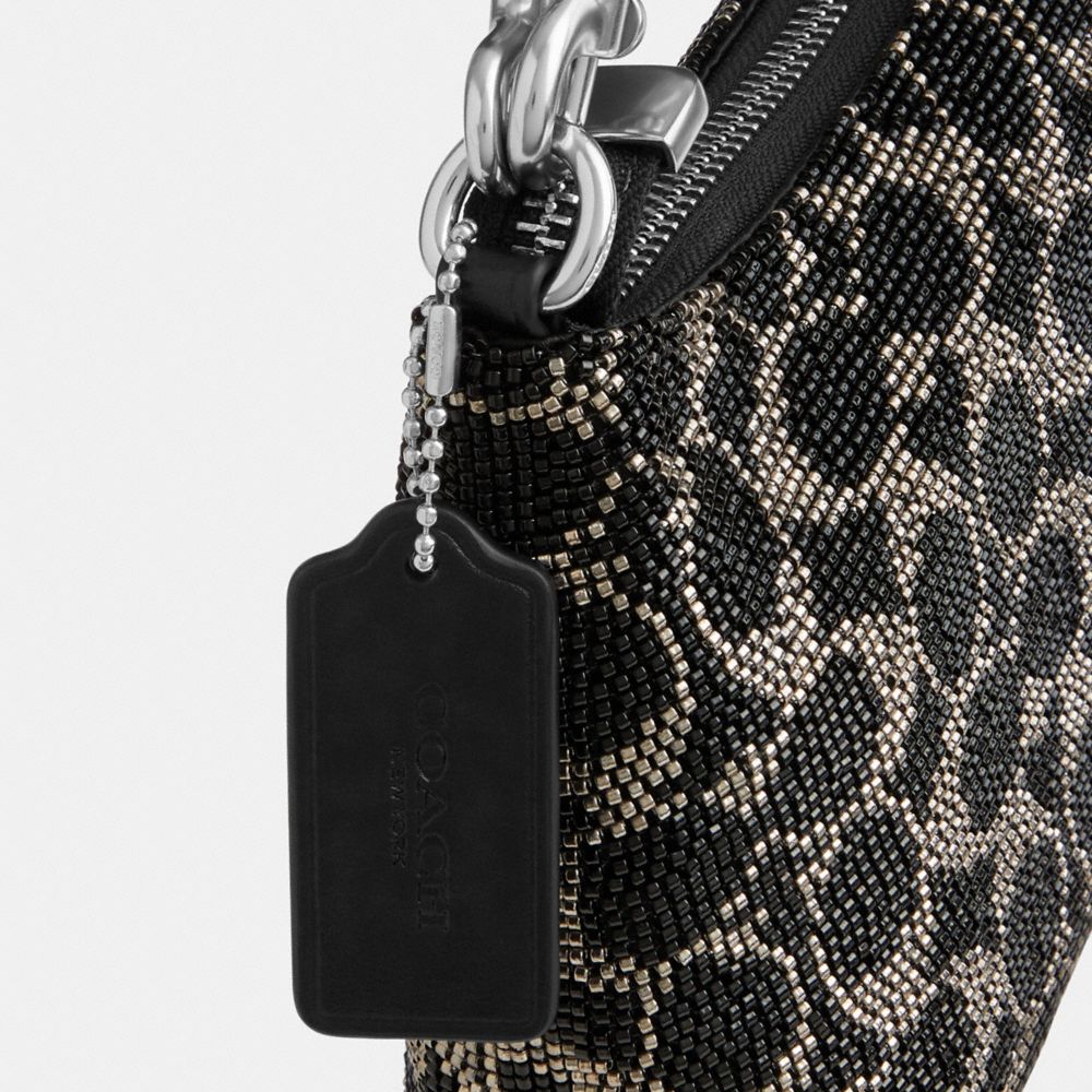 TERI SHOULDER BAG IN SIGNATURE BEADED SATIN