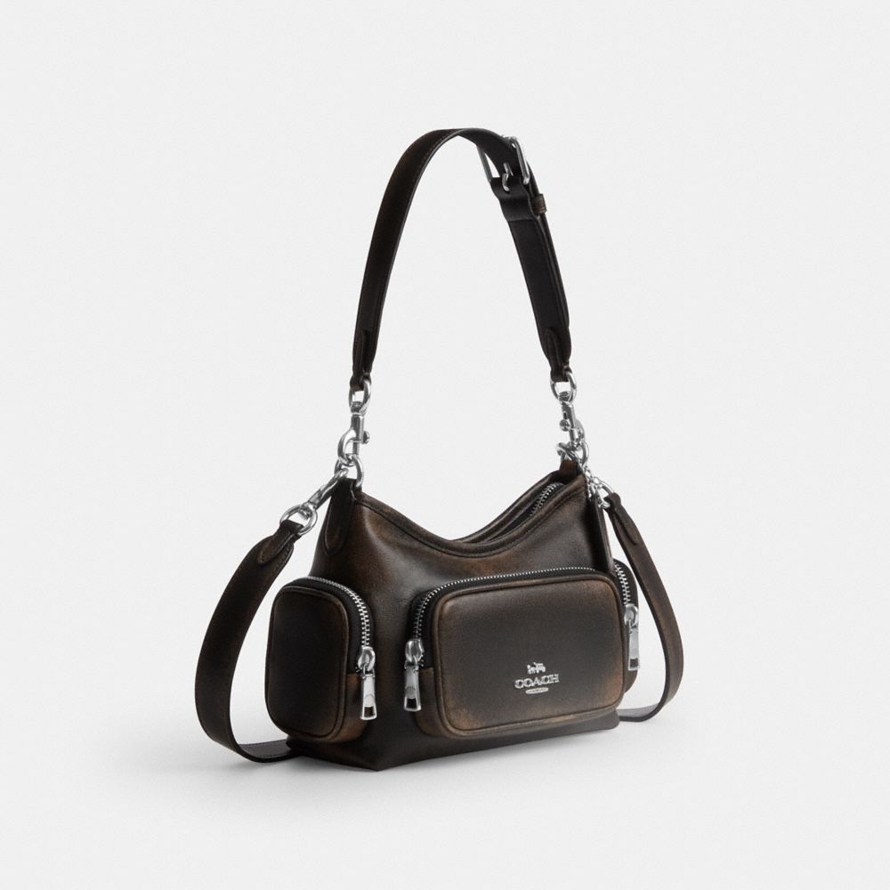 LAUREL SHOULDER BAG 22 WITH POCKETS IN LOVED LEATHER