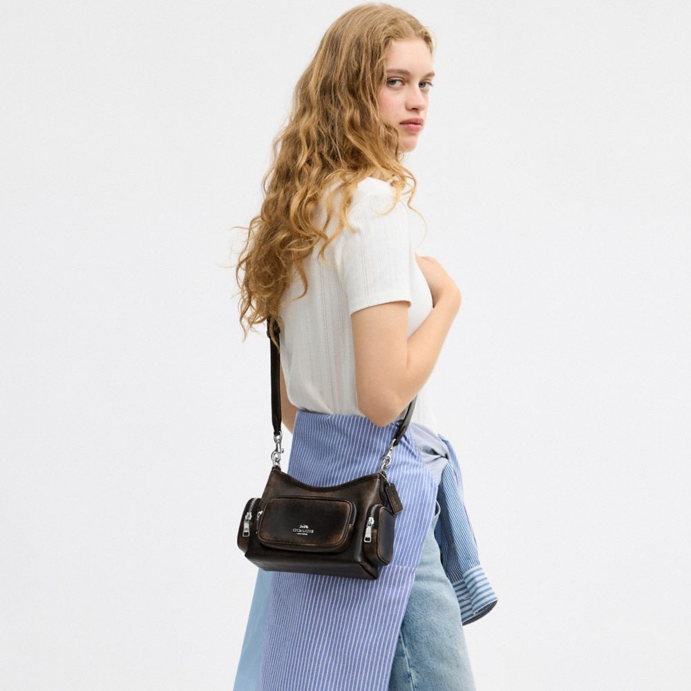 LAUREL SHOULDER BAG 22 WITH POCKETS IN LOVED LEATHER