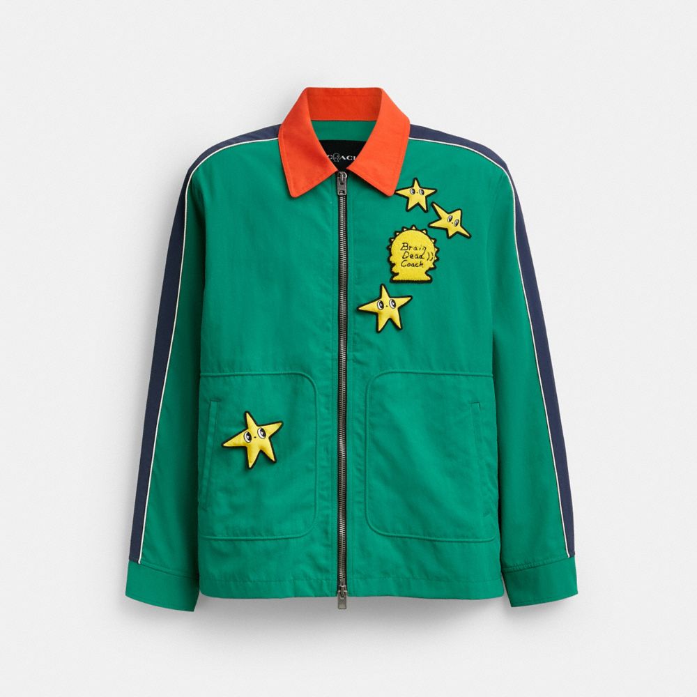 COACH&reg;,Coach | Brain Dead Nylon Racer Jacket In Recycled Polyamide,Green