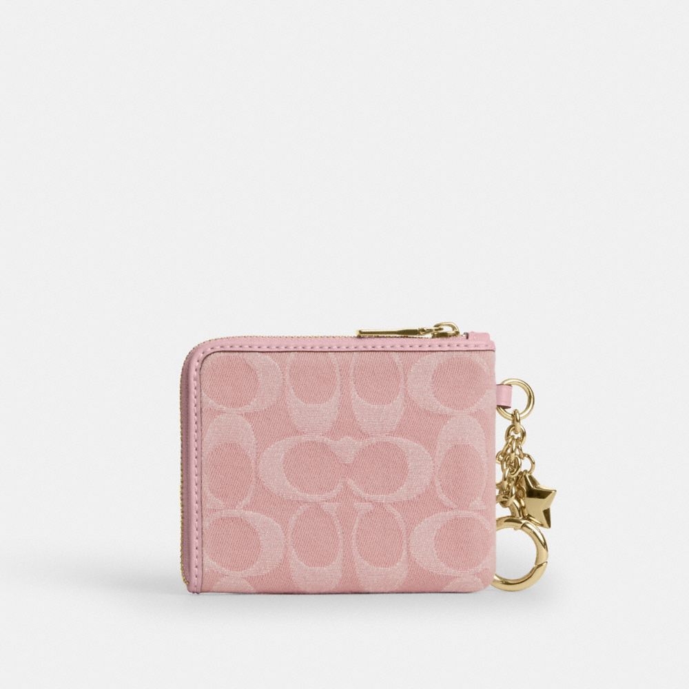 Small Corner Zip Wallet In Signature Denim With Charms | Coach New