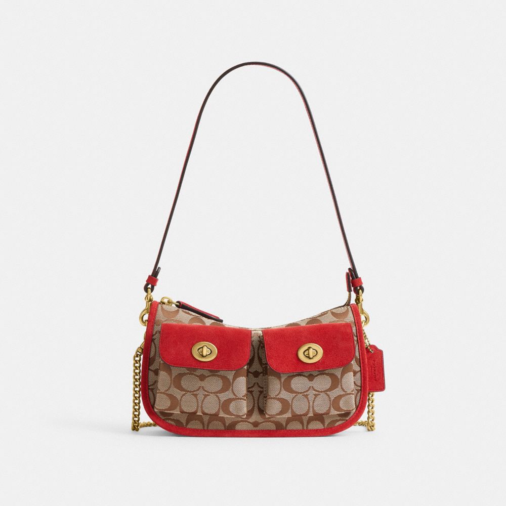 COACH®,Twin Turnlock Waverly Bag In Signature Jacquard,,Front View