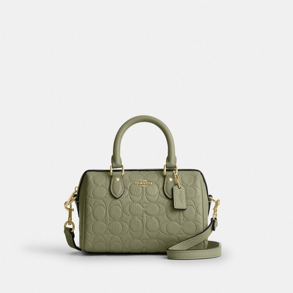 Mini Rowan Crossbody Bag In Signature Leather - CEW07 - Gold/Pistachio