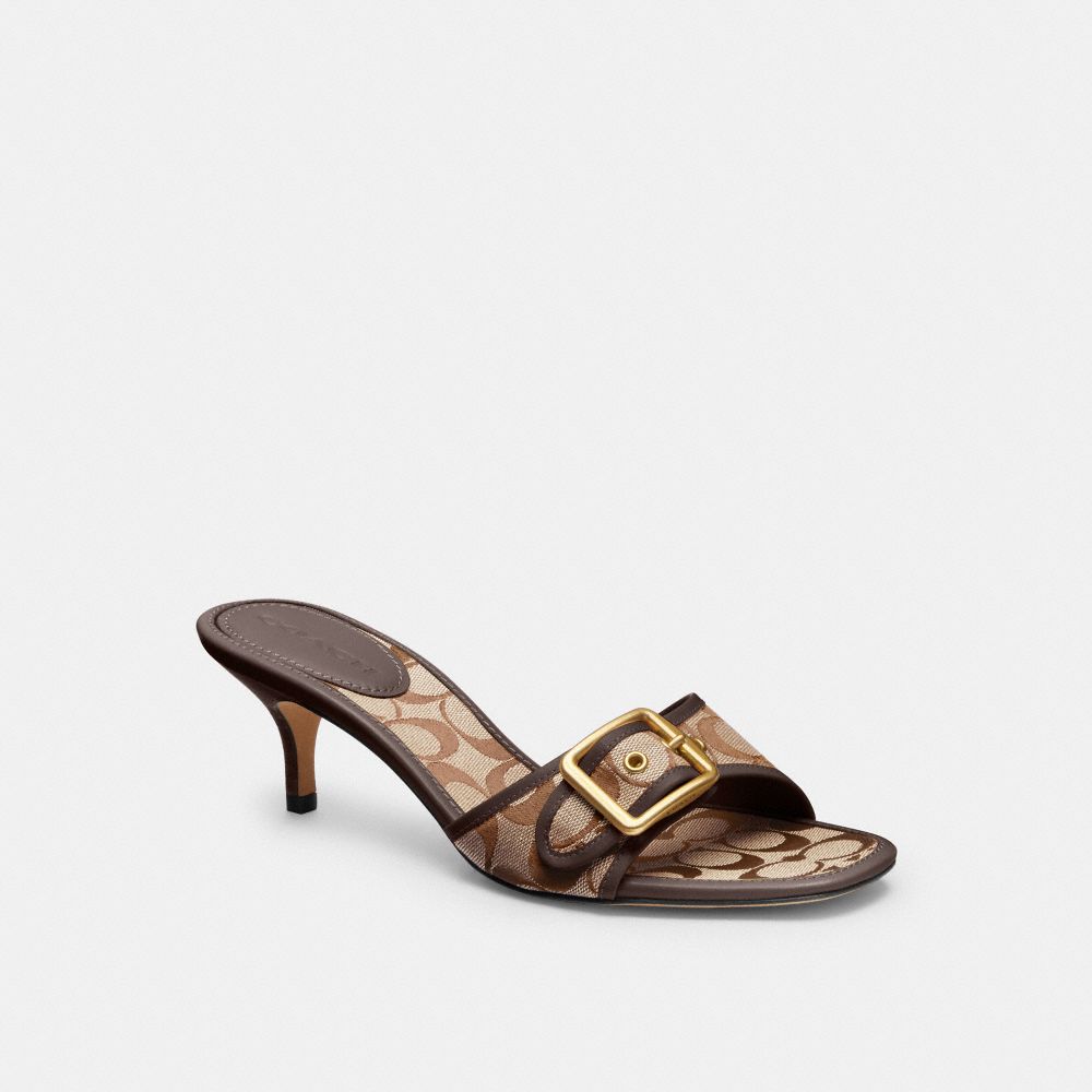 COACH®,Margot Sandal In Signature Sateen Jacquard,,Front View
