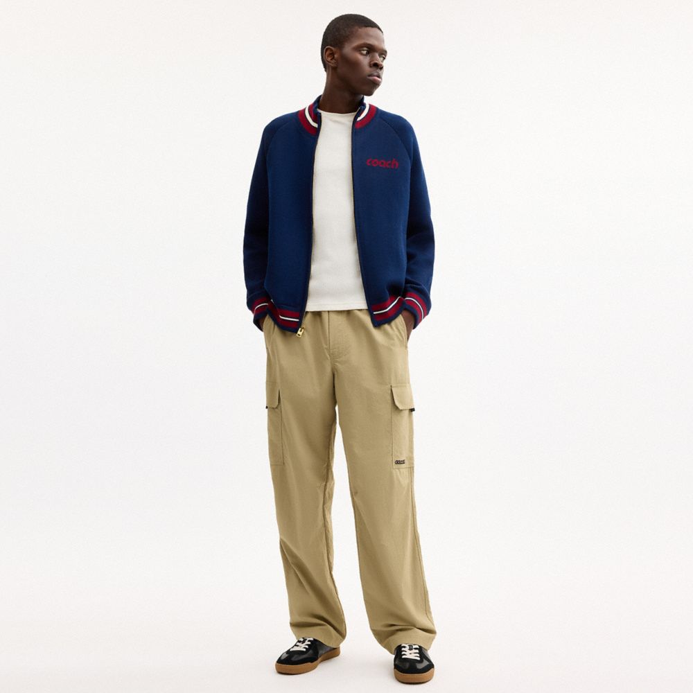 ZIP FRONT KNIT CARDIGAN IN ORGANIC COTTON AND RECYCLED POLYESTER