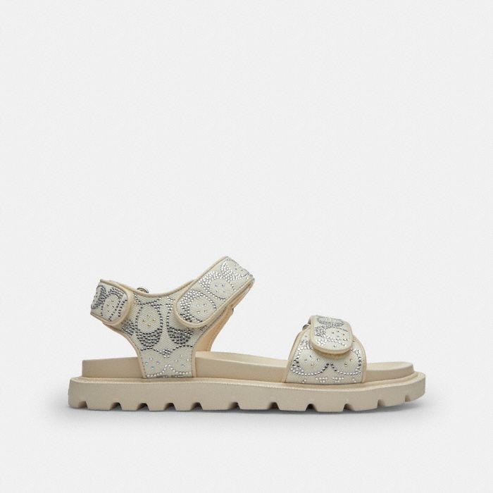 BRYNN SANDAL IN CRYSTAL SIGNATURE DENIM
